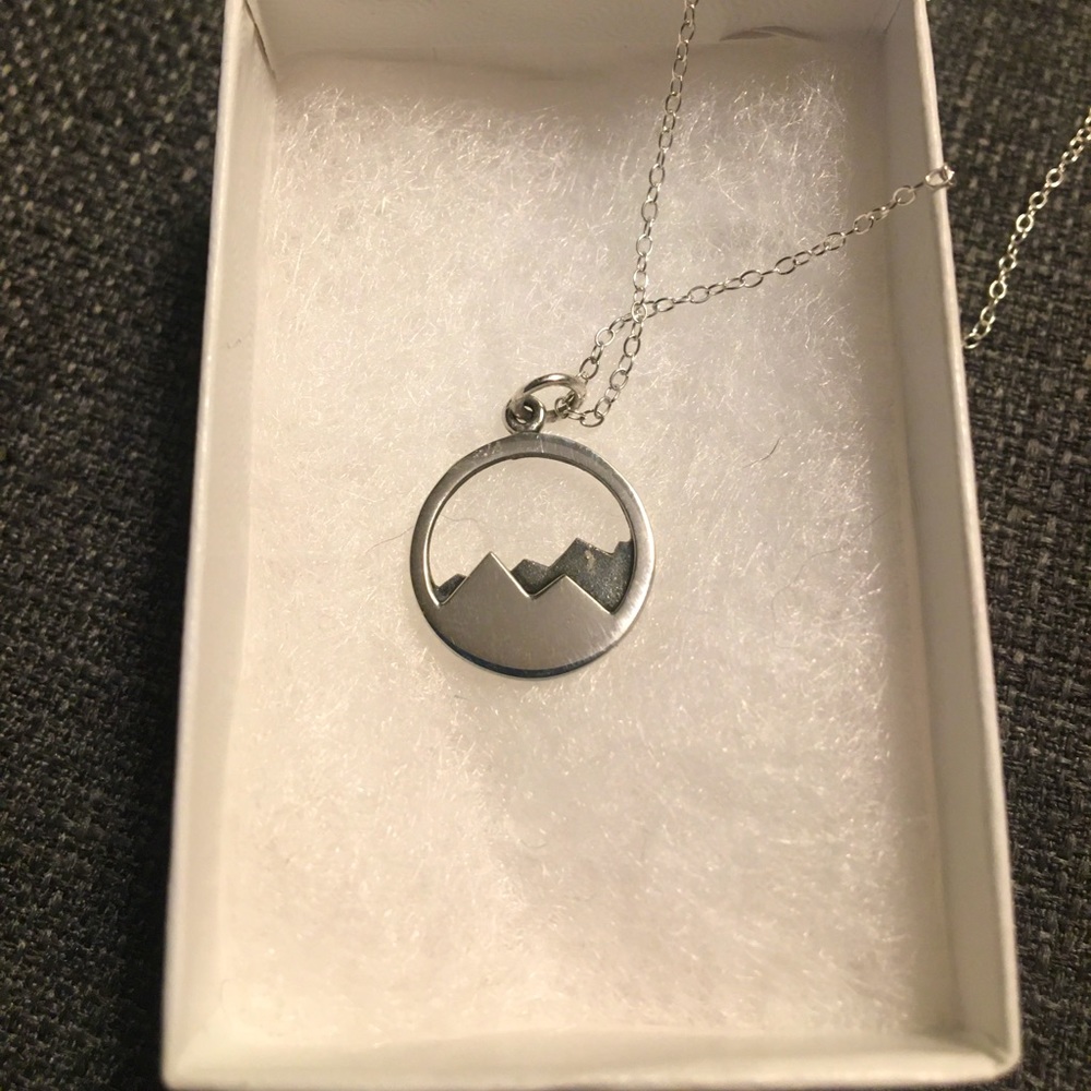 Sterling silver mountain necklace, including chain